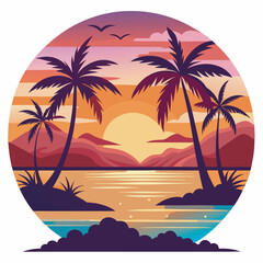 Obraz premium summer sunset vector art 