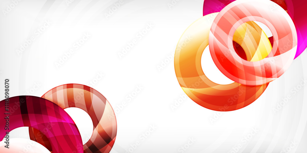 Poster bright colorful circles with light effects. abstract background