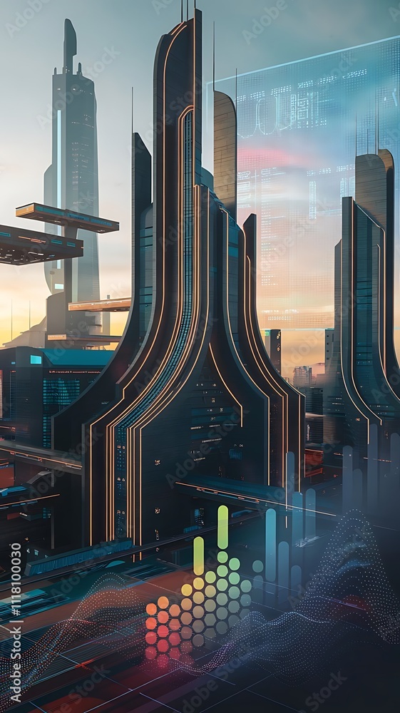 Poster big data connection technology concept, smart city and abstract dot point connect with gradient line