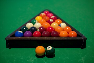billiard table with balls