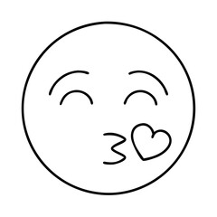 blowing kiss emoji icon, valentines day illustration, valentine icon - simple black line art of blowing kiss emoji, symbolizing valentines day celebrations. valentine vector.