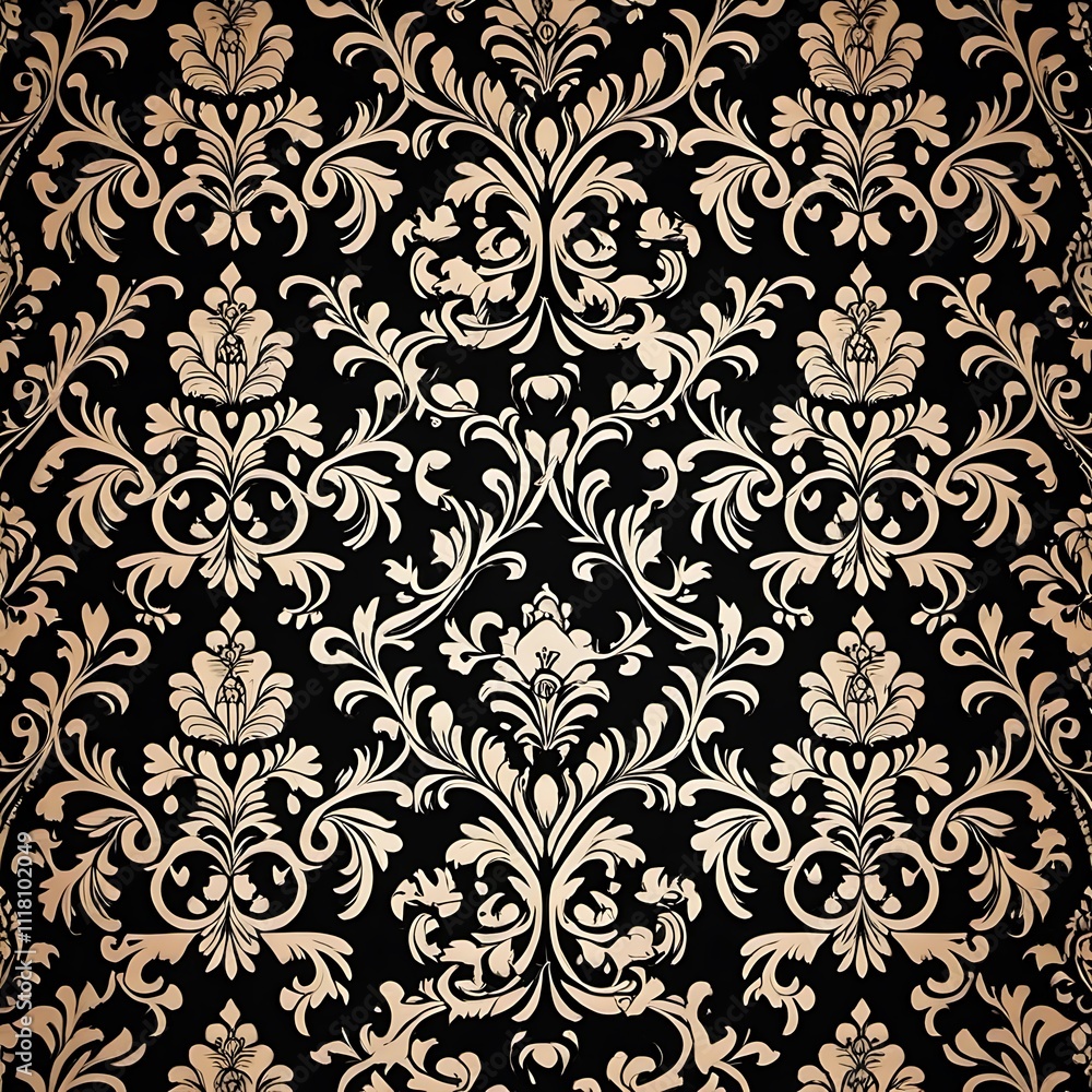 Poster elegant damask pattern: a classic and timeless design, this intricate damask pattern features a deli