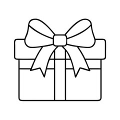 box tied with bow icon, valentines day illustration, valentine icon - simple black line art of box tied with bow, symbolizing valentines day celebrations. valentine vector.