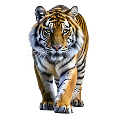Obraz premium Tiger walking isolated on white background isolated on white background as transparent. PNG. AI GENERATED