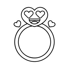 engagement ring emoji icon, valentines day illustration, valentine icon - simple black line art of engagement ring emoji, symbolizing valentines day celebrations. valentine vector.