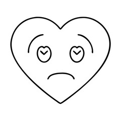 heart emoji icon, valentines day illustration, valentine icon - simple black line art of heart emoji, symbolizing valentines day celebrations. valentine vector.