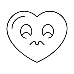 heart emoji icon, valentines day illustration, valentine icon - simple black line art of heart emoji, symbolizing valentines day celebrations. valentine vector.