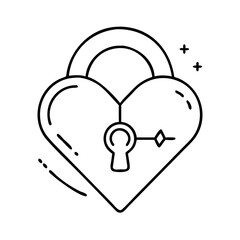 heart lock icon, valentines day illustration, valentine icon - simple black line art of heart lock, symbolizing valentines day celebrations. valentine vector.