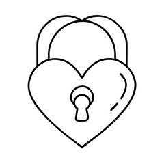 heart lock icon, valentines day illustration, valentine icon - simple black line art of heart lock, symbolizing valentines day celebrations. valentine vector.