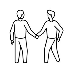 holding hands icon, valentines day illustration, valentine icon - simple black line art of holding hands, symbolizing valentines day celebrations. valentine vector.