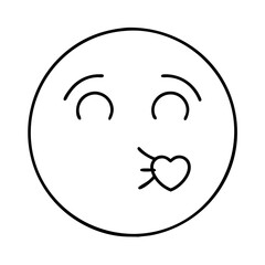 kiss emoji icon, valentines day illustration, valentine icon - simple black line art of kiss emoji, symbolizing valentines day celebrations. valentine vector.