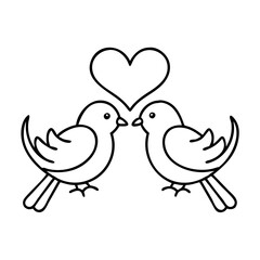 lovebirds icon, valentines day illustration, valentine icon - simple black line art of lovebirds, symbolizing valentines day celebrations. valentine vector.