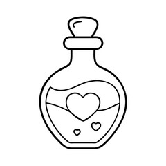 love potion bottle icon, valentines day illustration, valentine icon - simple black line art of love potion bottle, symbolizing valentines day celebrations. valentine vector.