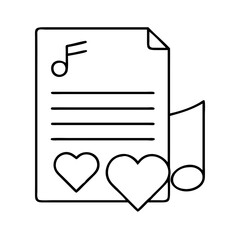 love song note icon, valentines day illustration, valentine icon - simple black line art of love song note, symbolizing valentines day celebrations. valentine vector.