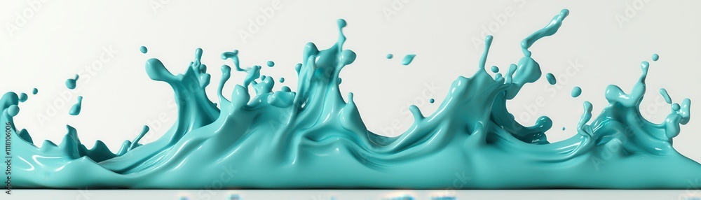 Poster dynamic teal liquid splash abstract 3d render background texture