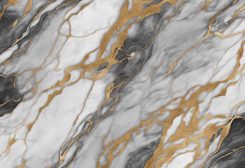 Marble texture with a combination of white, gray, and black colors, interspersed with gold veining.