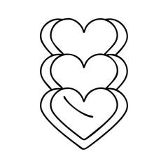 stacked hearts icon, valentines day illustration, valentine icon - simple black line art of stacked hearts, symbolizing valentines day celebrations. valentine vector.
