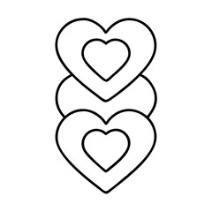 stacked hearts icon, valentines day illustration, valentine icon - simple black line art of stacked hearts, symbolizing valentines day celebrations. valentine vector.