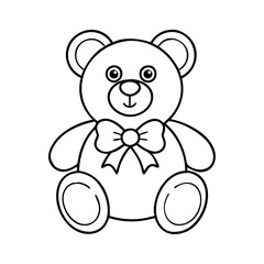 teddy bear with bow icon, valentines day illustration, valentine icon - simple black line art of teddy bear with bow, symbolizing valentines day celebrations. valentine vector.