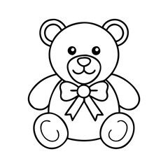 teddy bear with bow icon, valentines day illustration, valentine icon - simple black line art of teddy bear with bow, symbolizing valentines day celebrations. valentine vector.