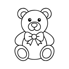 teddy bear with bow icon, valentines day illustration, valentine icon - simple black line art of teddy bear with bow, symbolizing valentines day celebrations. valentine vector.