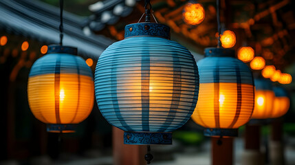 Macro Close up of Seollal Traditional Lanterns concept as A macro close up of traditional Korean lanterns used during Seollal showcasing intricate designs and vibrant colors symbolizing light hope and