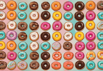 Fototapeta premium Colorful patterned background donuts.