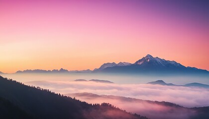 Fototapeta premium Golden Dawn Illuminates Misty Mountain Peaks background 5