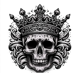 Fototapeta premium Skull adorned with a crown, featuring intricate designs.