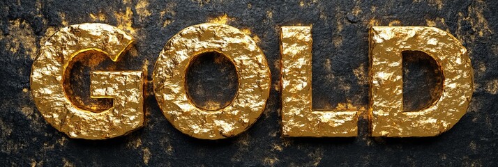 Gold Text Effect On Grunge Background, Luxurious Design Element, Shiny And Glittering.