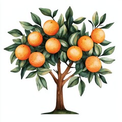 Watercolor Orange Tree Clipart Citrus Fruit Farm Plants Nature Illustration High Resolution