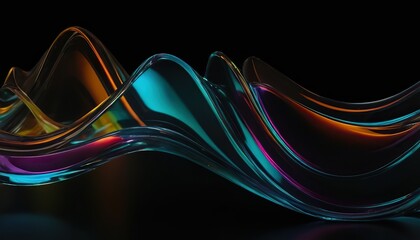 Colorful waves on a black background 3123