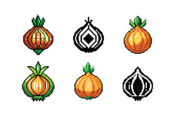 Unique gaming pixel art vegetable fruits vector art design