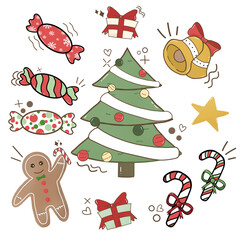 Chrismas tree, Christmas cookie, Christmas candy and Chrismas gift