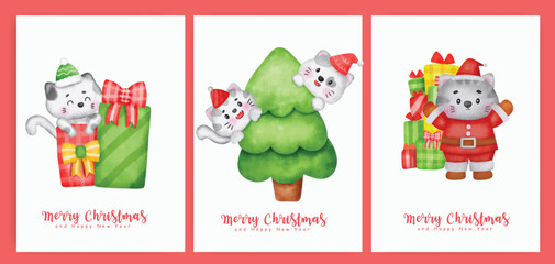Set of Christmas day cards for greeting card.