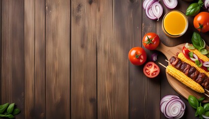Delicious Grilled Skewers with Corn and Meat