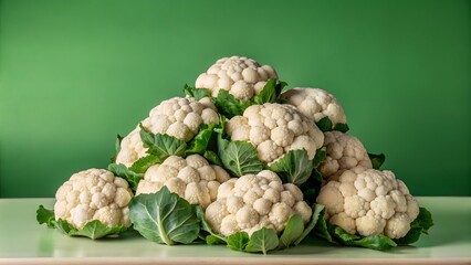Fototapeta premium stacked cauliflower in the photo front view with studio background and high detail