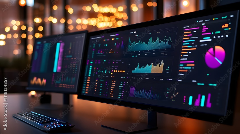 Poster real-time analytics: capture the rapid processing of live data streams, with vibrant real-time chart