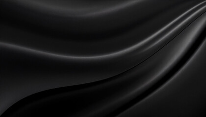 Fototapeta premium Elegant Black Draped Fabric Texture Background Luxury Silk Satin Cloth Waves