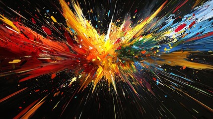 Vibrant Abstract Explosion of Colorful Paint on Dark Background