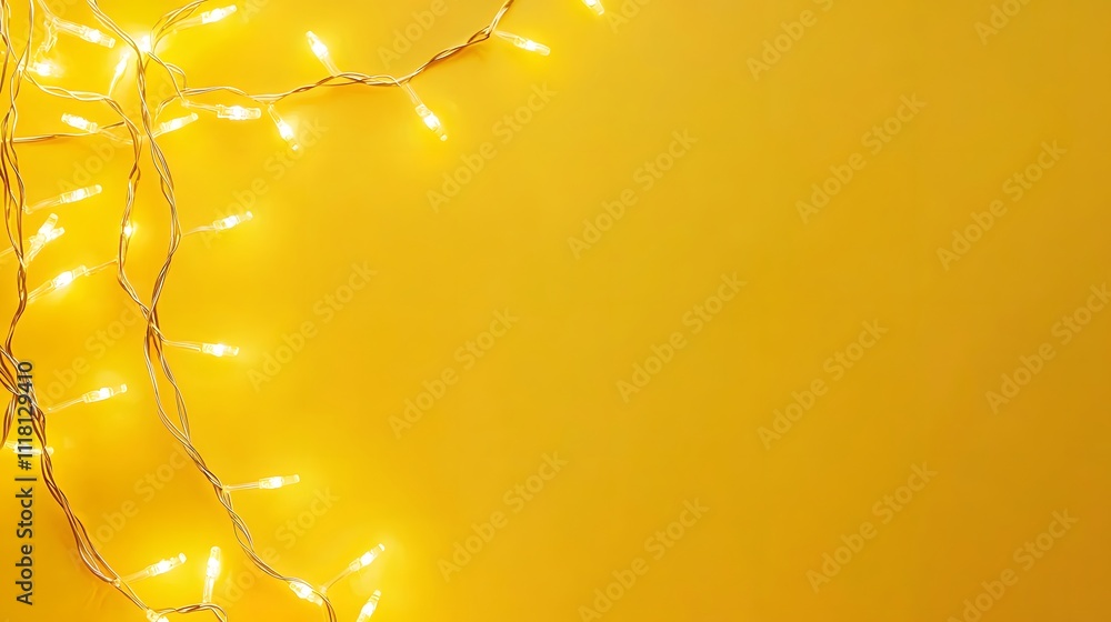Poster yellow background with illuminated string lights