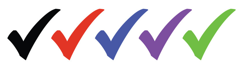 A Set of Five Checkmarks in Different Colors © ahmta