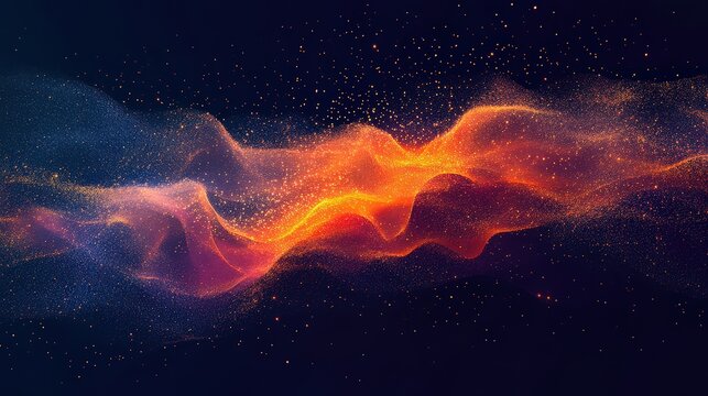  Digital scatter plot representation of random dataset, featuring highlighted data points on vibrant background against dark gradient for a sleek, analytical visual.