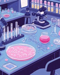 A laboratory setting with equipment for scientific experiments.
