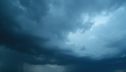 Fototapeta premium Dark and moody cloudy sky with dramatic blue tones, creating a mysterious and atmospheric view of the approaching storm