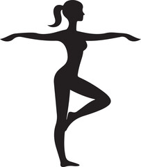 Elegant Woman Silhouette Yoga Fitness Pose Vector Graphic