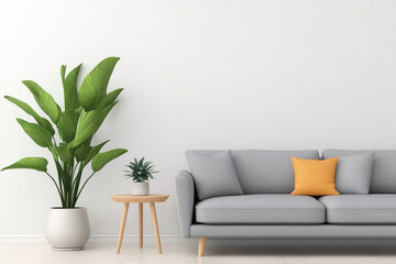 Trendy Living Room Design, modern grey sofa, stylish interiors, inviting atmosphere, ample space for personalization, ultra HD quality, contemporary elegance.