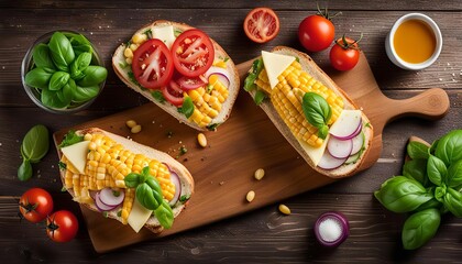Corn, Tomato and Cheese Sandwiches