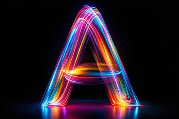 Naklejka premium Long Exposure Artistic Representation of the Letter 'A' on a Transparent Background for Creative Design Projects, Ideal for Typography and Graphic Art Applications