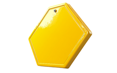 Yellow Hexagonal Sign on Transparent Background